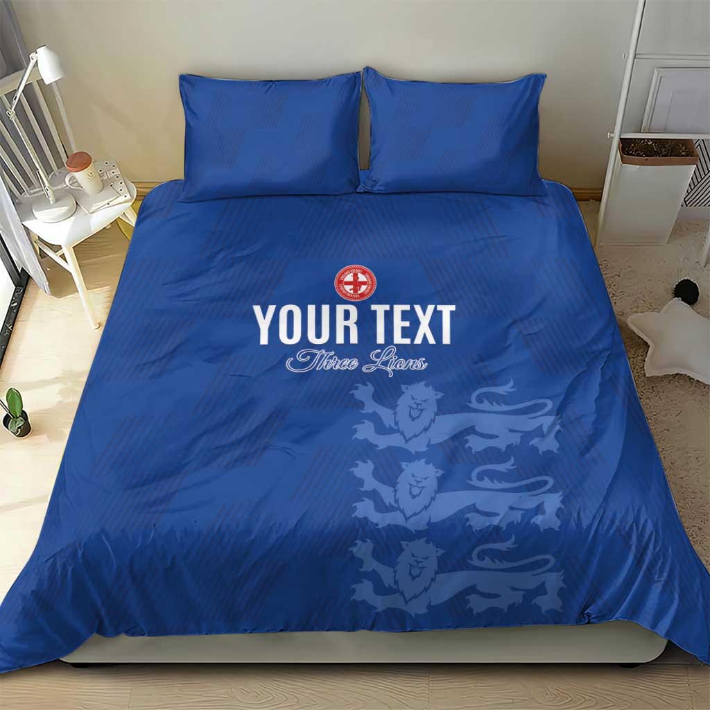 Custom England Cricket Bedding Set Go Three Lions - Blue Ver