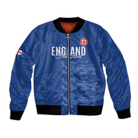Custom England Cricket Bomber Jacket Go Three Lions - Blue Ver