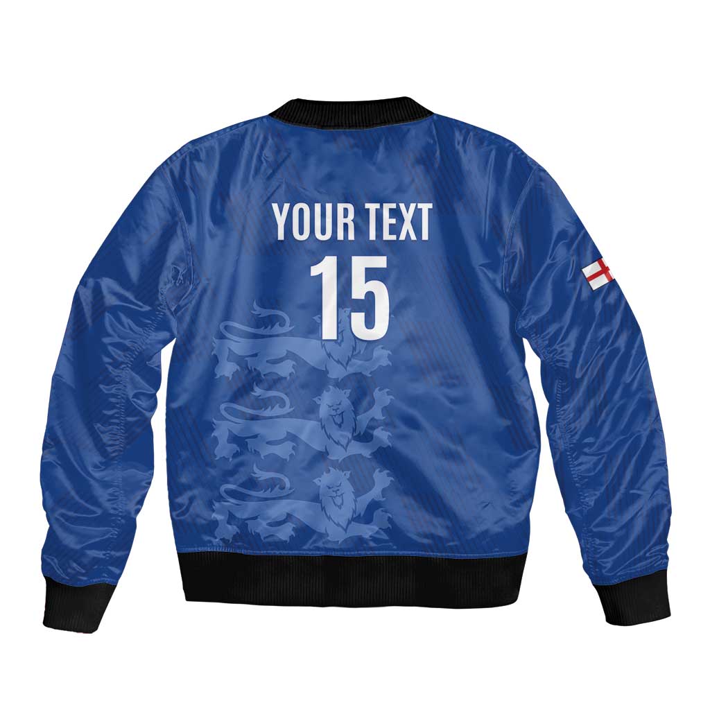Custom England Cricket Bomber Jacket Go Three Lions - Blue Ver