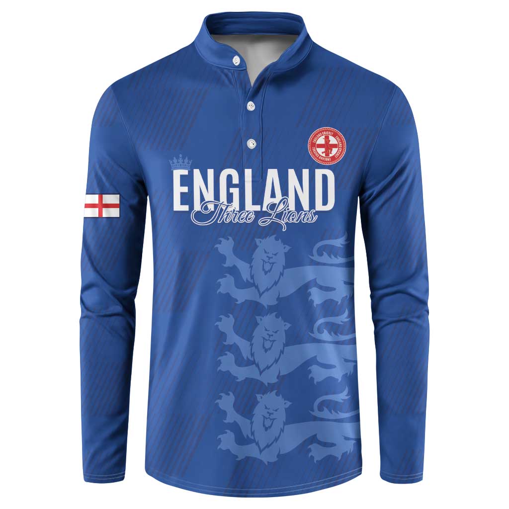 Custom England Cricket Button Sweatshirt Go Three Lions - Blue Ver