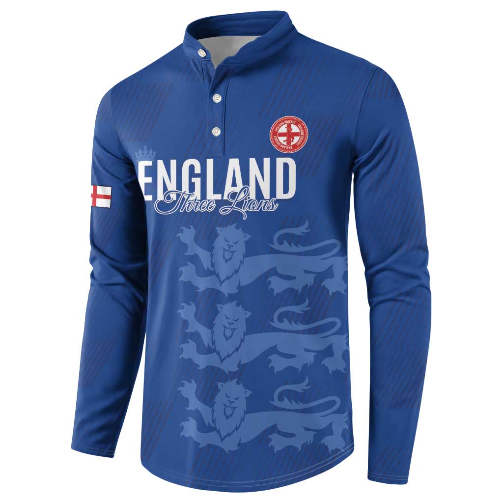 Custom England Cricket Button Sweatshirt Go Three Lions - Blue Ver