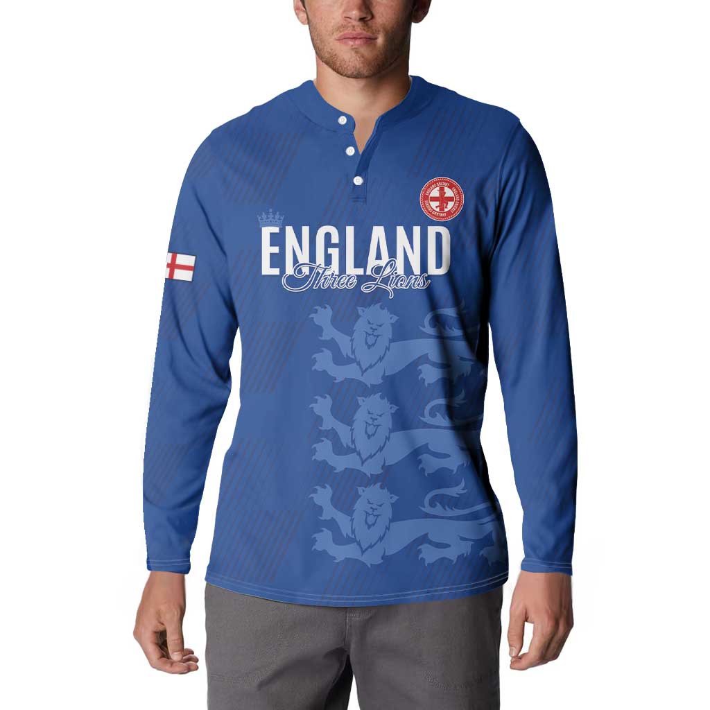 Custom England Cricket Button Sweatshirt Go Three Lions - Blue Ver