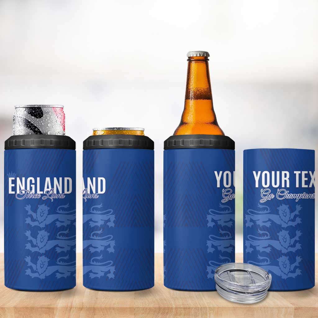Custom England Cricket 4 in 1 Can Cooler Tumbler Go Three Lions - Blue Ver