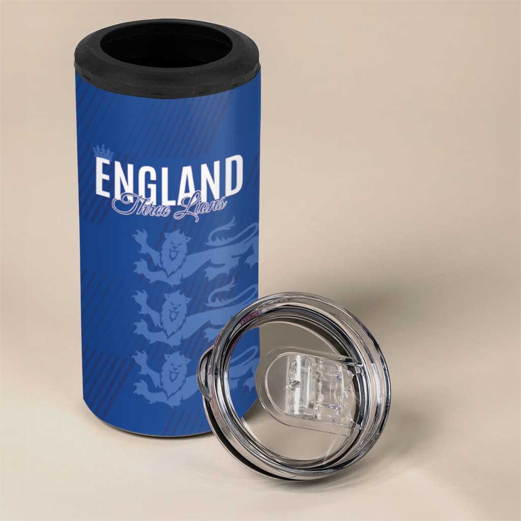 Custom England Cricket 4 in 1 Can Cooler Tumbler Go Three Lions - Blue Ver