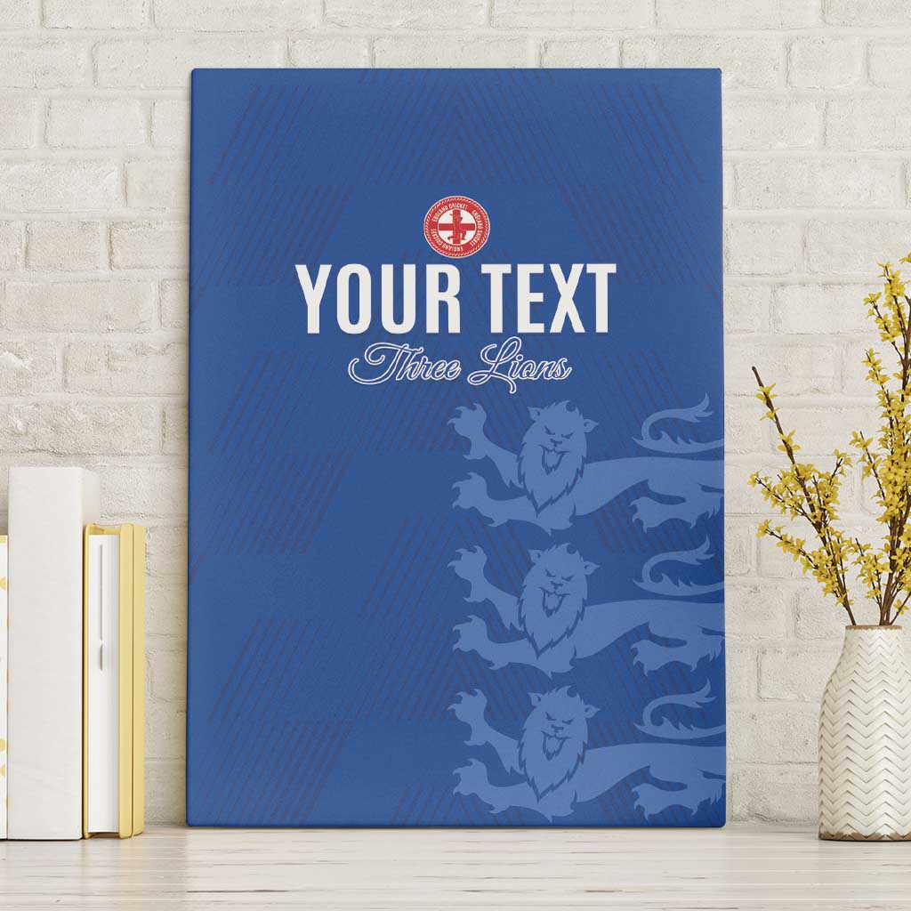 Custom England Cricket Canvas Wall Art Go Three Lions - Blue Ver