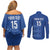 Custom England Cricket Couples Matching Off Shoulder Short Dress and Long Sleeve Button Shirt Go Three Lions - Blue Ver