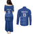 Custom England Cricket Couples Matching Puletasi and Long Sleeve Button Shirt Go Three Lions - Blue Ver