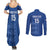 Custom England Cricket Couples Matching Summer Maxi Dress and Long Sleeve Button Shirt Go Three Lions - Blue Ver