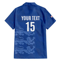 Custom England Cricket Family Matching Long Sleeve Bodycon Dress and Hawaiian Shirt Go Three Lions - Blue Ver