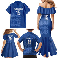 Custom England Cricket Family Matching Mermaid Dress and Hawaiian Shirt Go Three Lions - Blue Ver