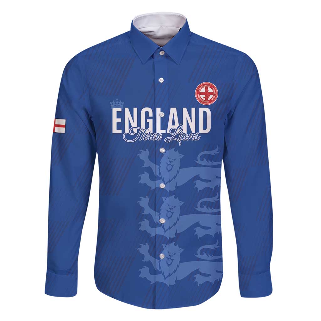 Custom England Cricket Family Matching Mermaid Dress and Hawaiian Shirt Go Three Lions - Blue Ver