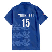 Custom England Cricket Family Matching Off The Shoulder Long Sleeve Dress and Hawaiian Shirt Go Three Lions - Blue Ver