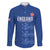 Custom England Cricket Family Matching Off The Shoulder Long Sleeve Dress and Hawaiian Shirt Go Three Lions - Blue Ver