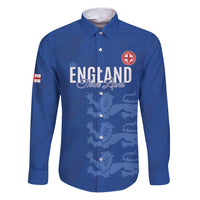 Custom England Cricket Family Matching Puletasi and Hawaiian Shirt Go Three Lions - Blue Ver