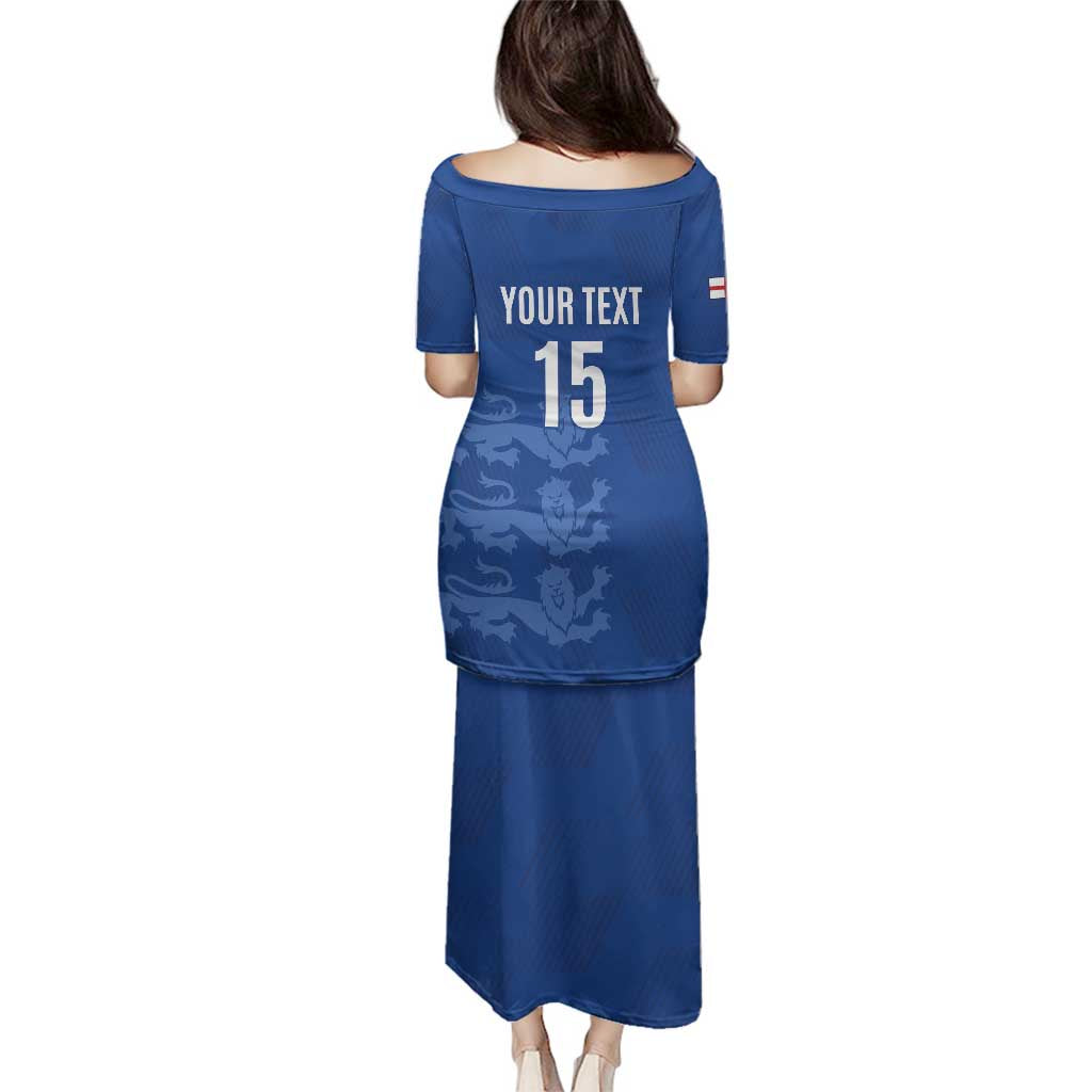 Custom England Cricket Family Matching Puletasi and Hawaiian Shirt Go Three Lions - Blue Ver