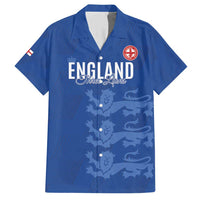 Custom England Cricket Family Matching Short Sleeve Bodycon Dress and Hawaiian Shirt Go Three Lions - Blue Ver