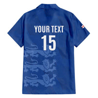 Custom England Cricket Family Matching Short Sleeve Bodycon Dress and Hawaiian Shirt Go Three Lions - Blue Ver