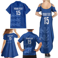 Custom England Cricket Family Matching Summer Maxi Dress and Hawaiian Shirt Go Three Lions - Blue Ver