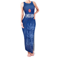 Custom England Cricket Family Matching Tank Maxi Dress and Hawaiian Shirt Go Three Lions - Blue Ver