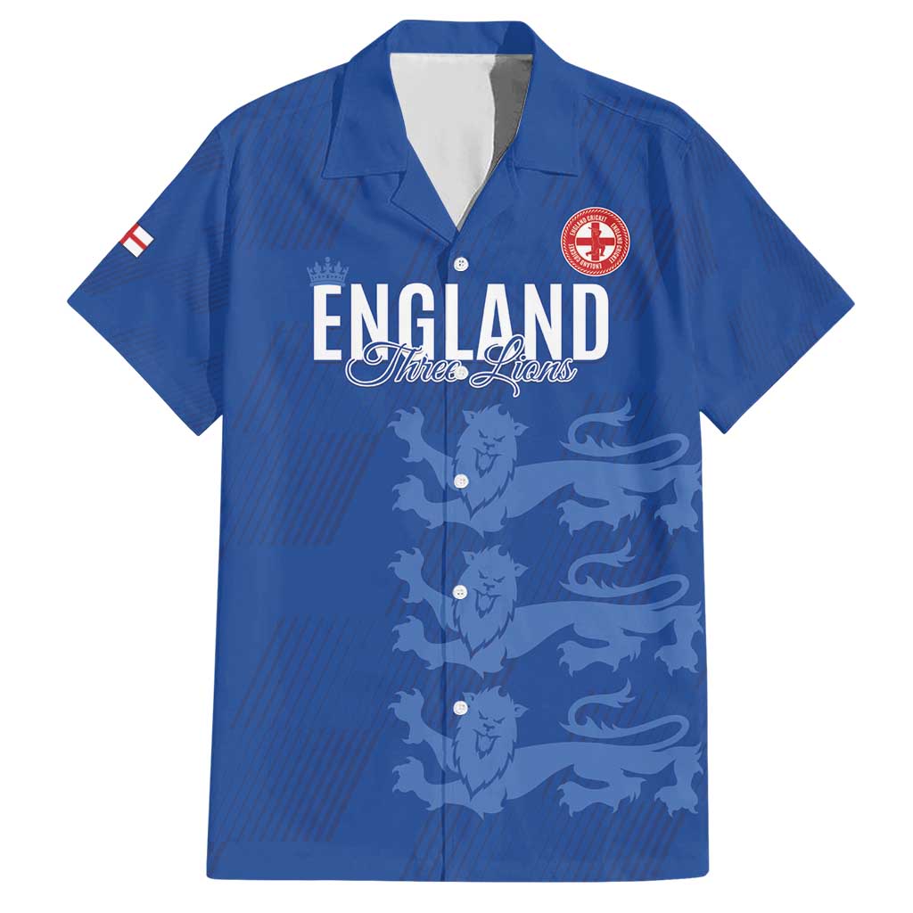 Custom England Cricket Hawaiian Shirt Go Three Lions - Blue Ver