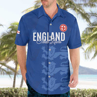 Custom England Cricket Hawaiian Shirt Go Three Lions - Blue Ver