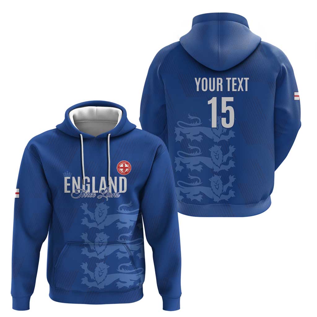 Custom England Cricket Hoodie Go Three Lions - Blue Ver