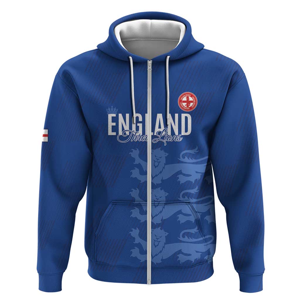 Custom England Cricket Hoodie Go Three Lions - Blue Ver
