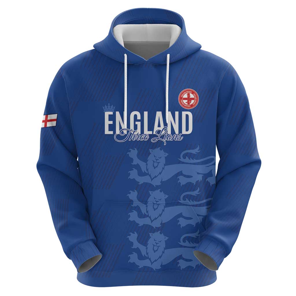Custom England Cricket Hoodie Go Three Lions - Blue Ver