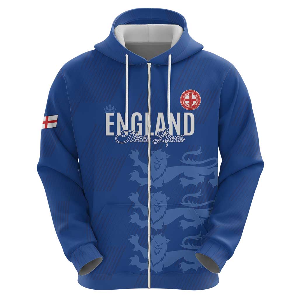 Custom England Cricket Hoodie Go Three Lions - Blue Ver