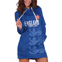 Custom England Cricket Hoodie Dress Go Three Lions - Blue Ver