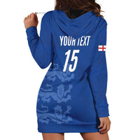 Custom England Cricket Hoodie Dress Go Three Lions - Blue Ver