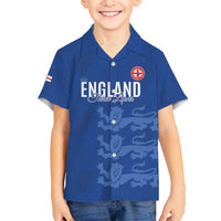 Custom England Cricket Kid Hawaiian Shirt Go Three Lions - Blue Ver