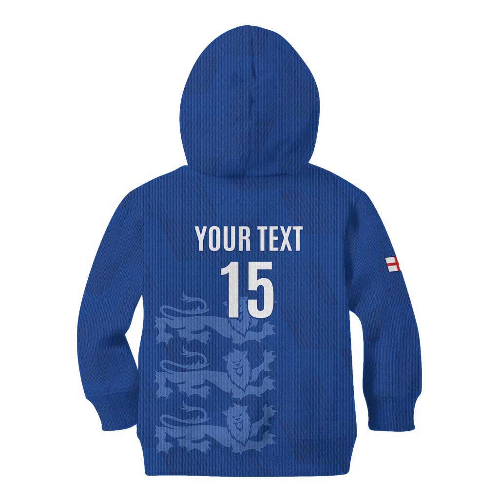 Custom England Cricket Kid Hoodie Go Three Lions - Blue Ver