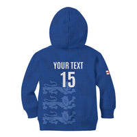 Custom England Cricket Kid Hoodie Go Three Lions - Blue Ver