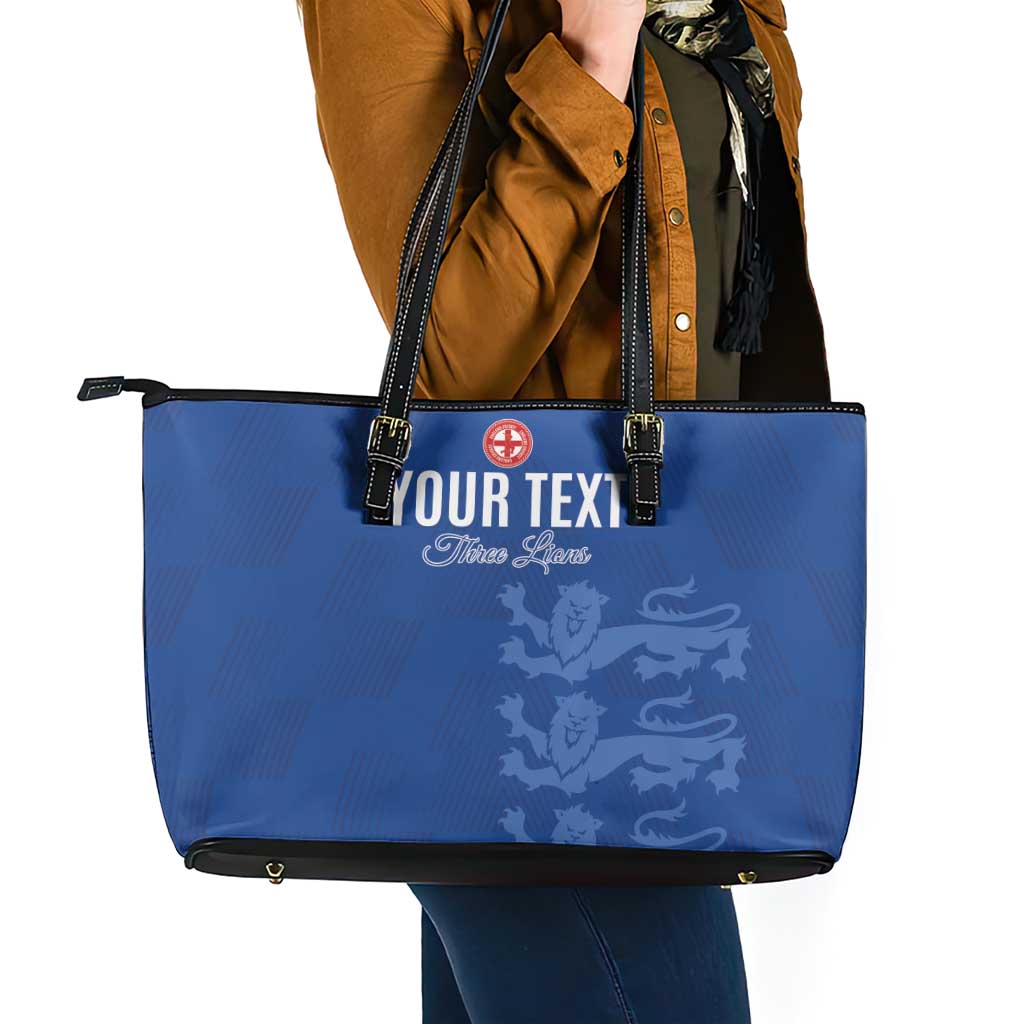 Custom England Cricket Leather Tote Bag Go Three Lions - Blue Ver
