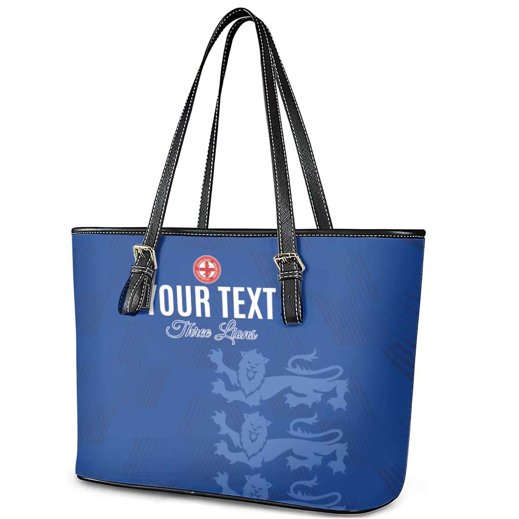 Custom England Cricket Leather Tote Bag Go Three Lions - Blue Ver