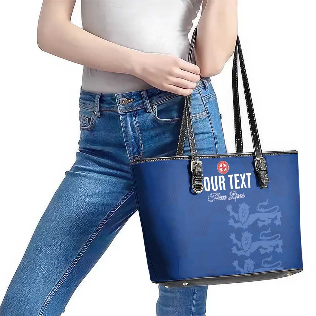 Custom England Cricket Leather Tote Bag Go Three Lions - Blue Ver