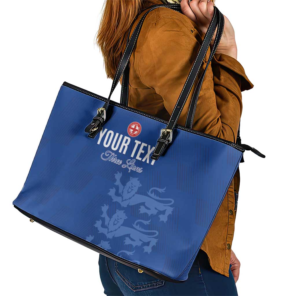 Custom England Cricket Leather Tote Bag Go Three Lions - Blue Ver