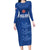 Custom England Cricket Long Sleeve Bodycon Dress Go Three Lions - Blue Ver