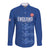Custom England Cricket Long Sleeve Button Shirt Go Three Lions - Blue Ver