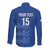 Custom England Cricket Long Sleeve Button Shirt Go Three Lions - Blue Ver