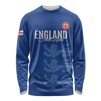 Custom England Cricket Long Sleeve Shirt Go Three Lions - Blue Ver