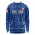 Custom England Cricket Long Sleeve Shirt Go Three Lions - Blue Ver