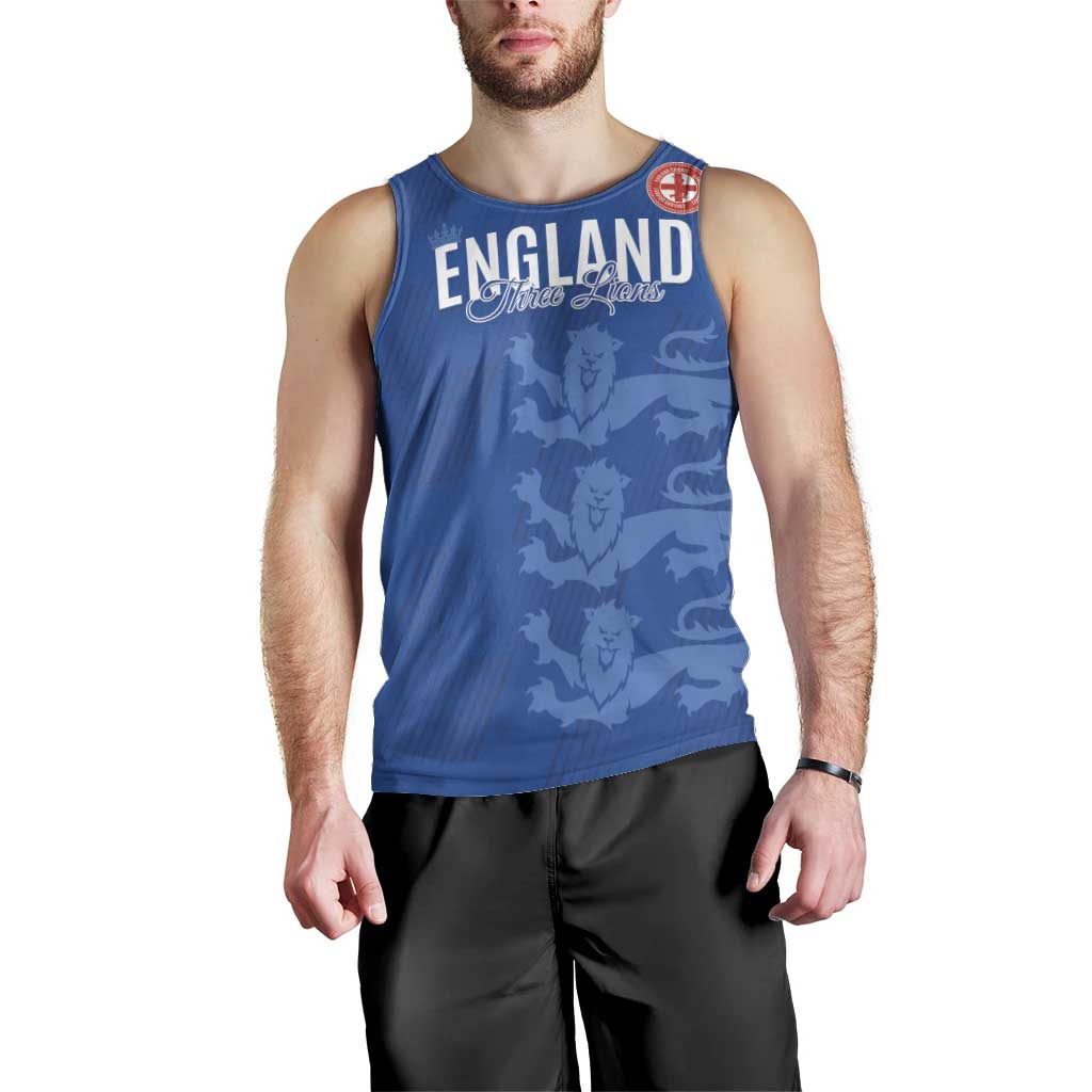 Custom England Cricket Men Tank Top Go Three Lions - Blue Ver