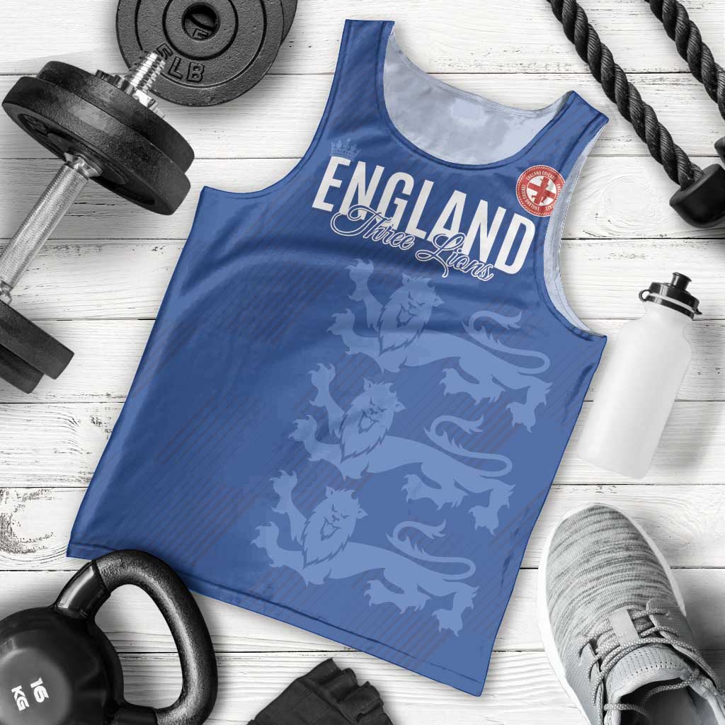 Custom England Cricket Men Tank Top Go Three Lions - Blue Ver