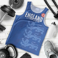 Custom England Cricket Men Tank Top Go Three Lions - Blue Ver