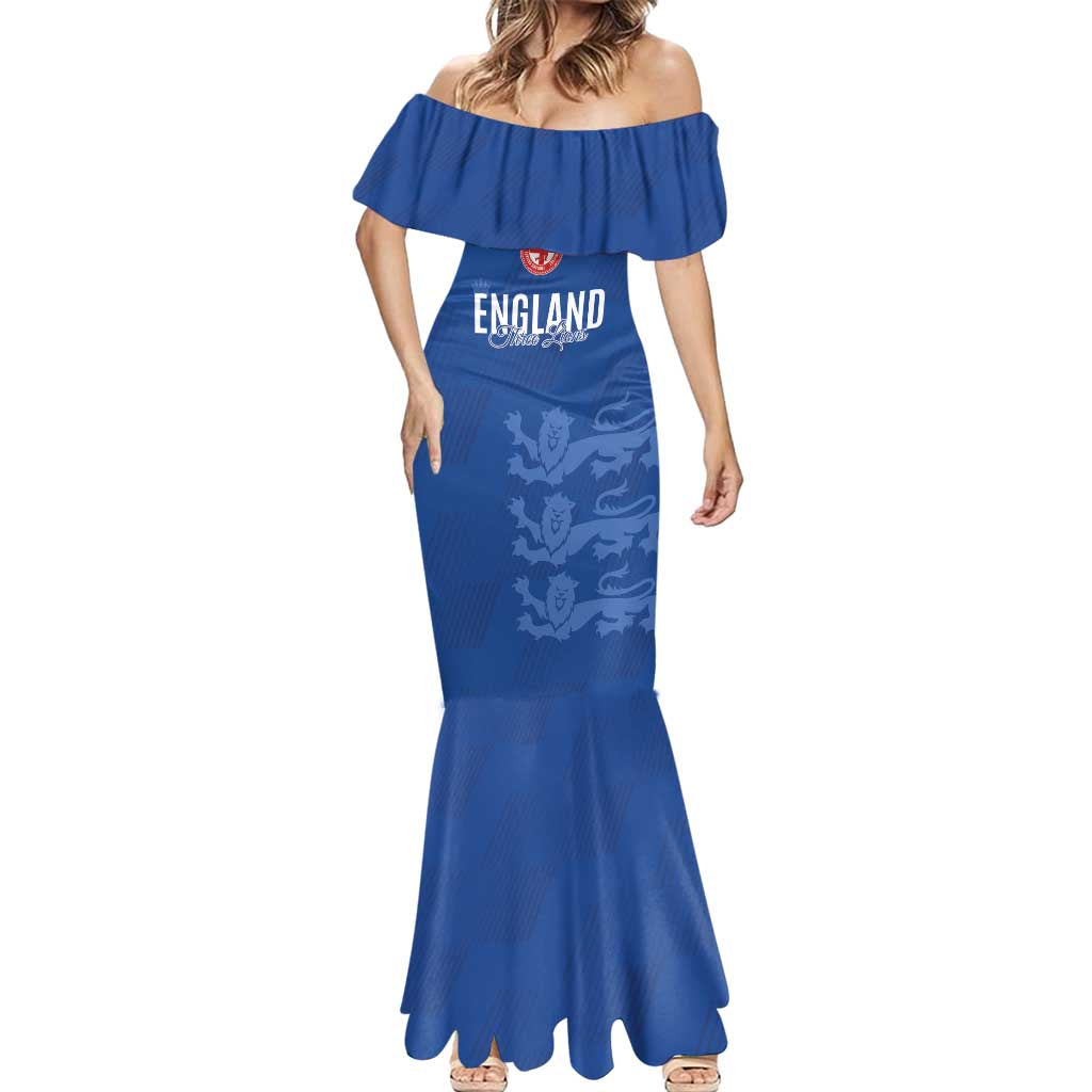 Custom England Cricket Mermaid Dress Go Three Lions - Blue Ver