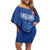 Custom England Cricket Off Shoulder Short Dress Go Three Lions - Blue Ver