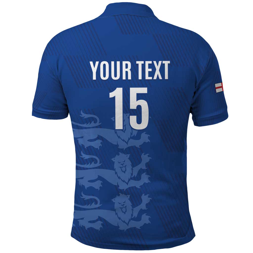 Custom England Cricket Polo Shirt Go Three Lions - Blue Ver