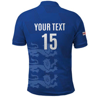 Custom England Cricket Polo Shirt Go Three Lions - Blue Ver